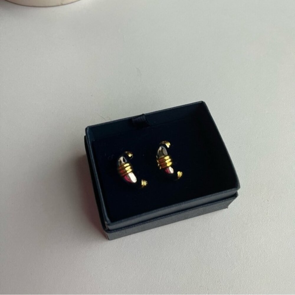 NEW Two Toned Hoop Earrings Silver Gold